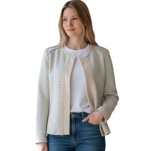 Tart Collections Cream Textured Collarless Blazer